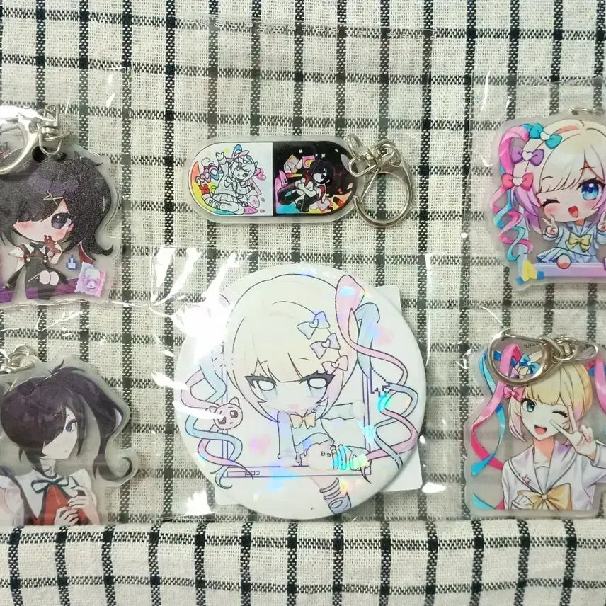 [BUNJANG] Needy Girl Overdose Chouten Ame 75mm Badge & Keyring Set / 할인)니디 걸 오버도즈 초텐 아메 75캔배지 키링 세트