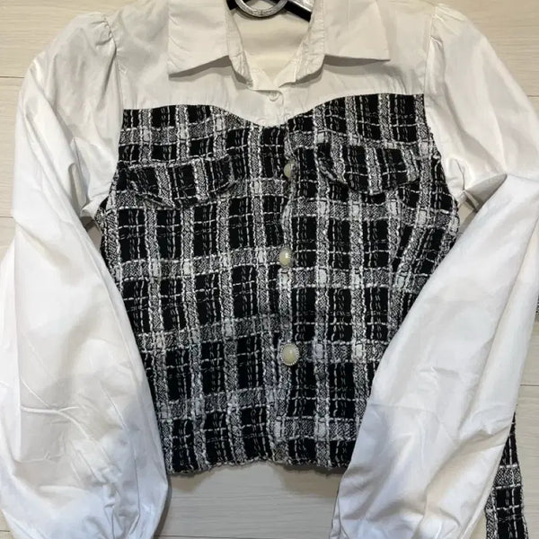 [BUNJANG] Check Tweed Shirt Belt Set / 체크 트위트 셔츠 벨트 세트
