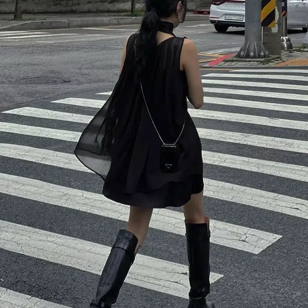 [BUNJANG] trimingbird Sleeveless Dress Black / 트리밍버드 타이 슬리브리스 원피스 블랙