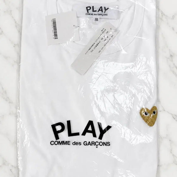 [BUNJANG] Comme des Garçons PLAY Gold Heart T-Shirt / 꼼데가르송 플레이 골드하트 반팔티셔츠 (무료배송)