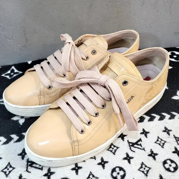 [BUNJANG] Prada Patent Leather Women's Sneakers / 정품 프라다 페이던트 여성 스니커즈