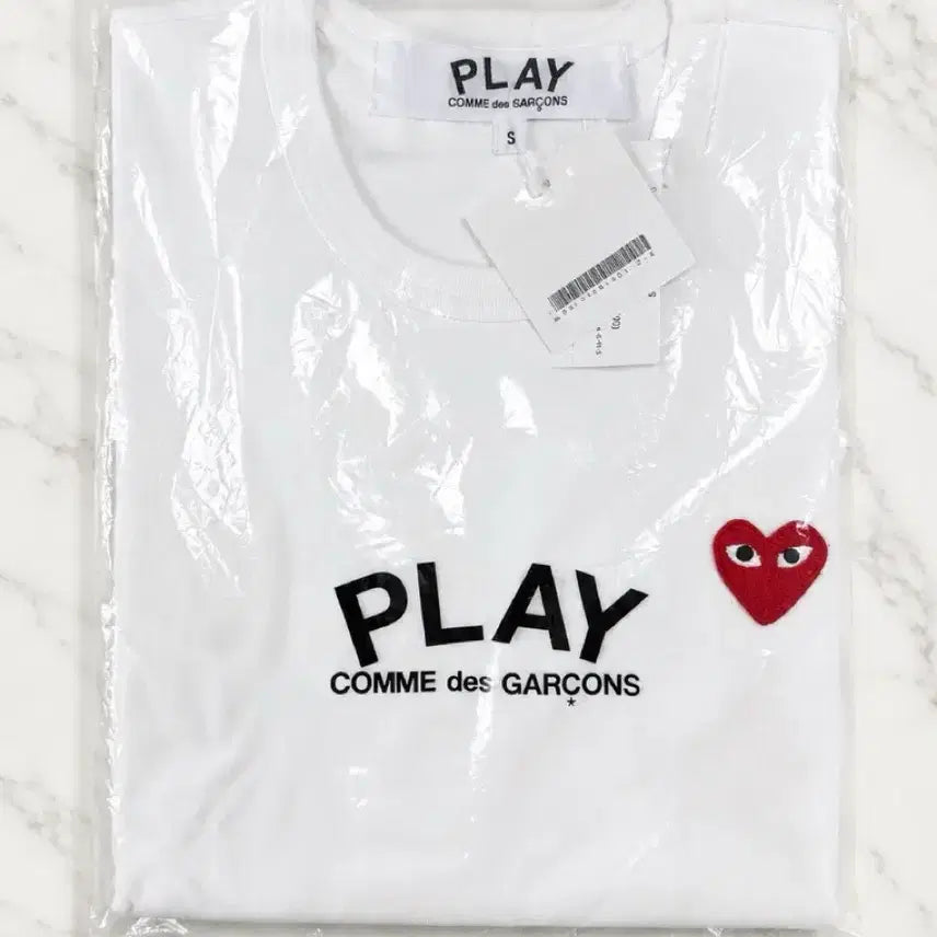 [BUNJANG] Comme des Garçons PLAY Red Heart Logo Short Sleeve T-Shirt White S / 꼼데가르송 플레이 반팔티 (무료배송)