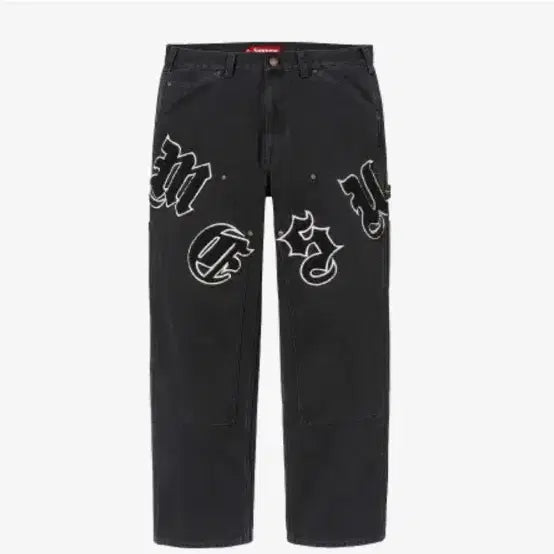 [BUNJANG] Supreme Old English Canvas Double Knee Painter Pants Black / 슈프림 올드 잉글리쉬 더블니 팬츠
