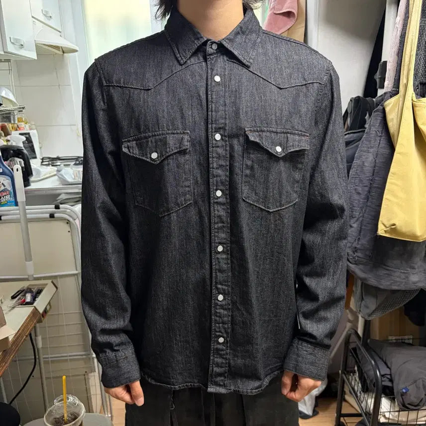 [BUNJANG] ZARA Man Denim Western Shirt / ZARA MAN 라인 데님 웨스턴 셔츠 L