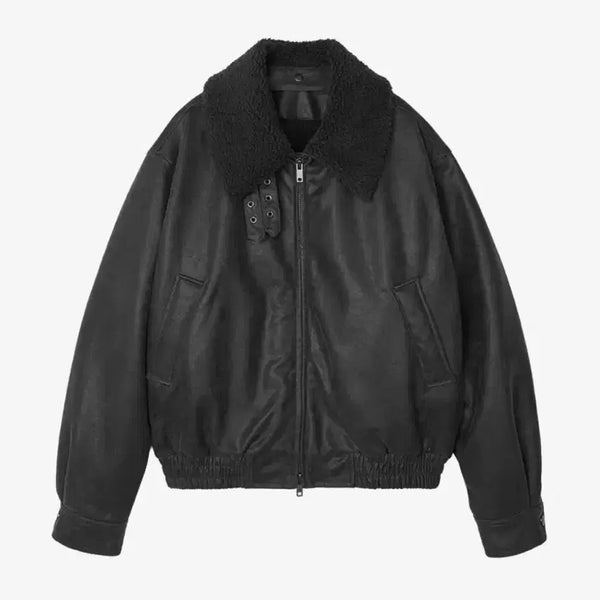 [BUNJANG] Noise Vintage Washed Shearling Mustang Jacket - Black / (L) 노이즈 빈티지 워시드 시어링 무스탕 - 블랙