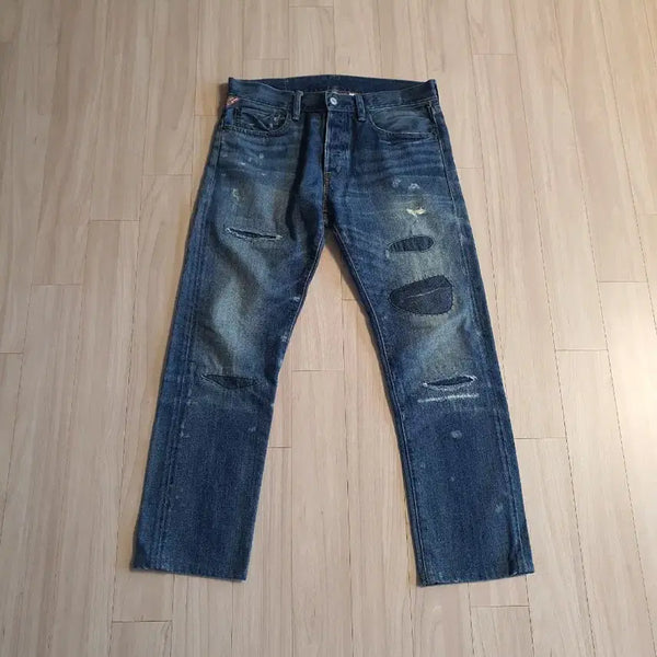 [BUNJANG] Polo Ralph Lauren Denim & Supply Distressed Patchwork Denim Jeans 31-32 / 폴로랄프로렌 데님앤서플라이 디스트로이드 패치워크 데님팬츠청바지 31~32
