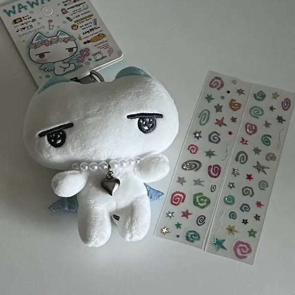 [BUNJANG] Ainco Ain-kko Doll Keychain + Stickers Kiss Cut Bonus / 와와일공구 아이네코 아이네꼬 인형 키링 (+스티커스 키스컷 덤)