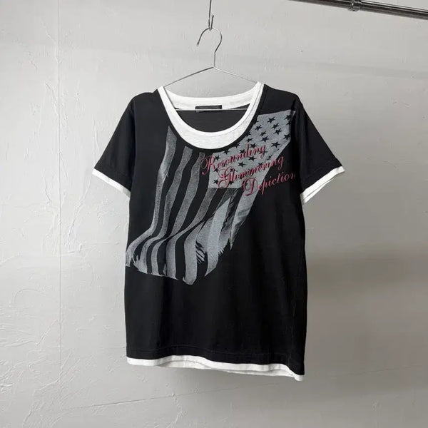 [BUNJANG] Japan Flag Layered T-Shirt / JPN 플래그 레이어드 티셔츠