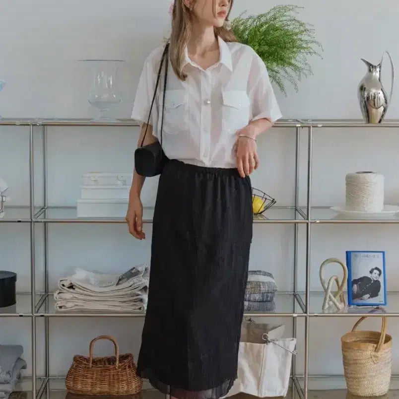 [BUNJANG] Modestmood Leaf Skirt Black / [새상품] 모데스트무드 Leaf Skirt