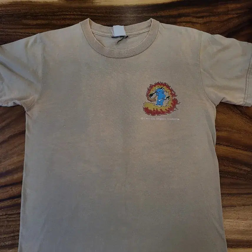 [BUNJANG] Tedman Blue Devil Flame Graphic T-Shirt / [S-M] 테드맨(Tedman) 블루 데빌 불꽃 그래픽 반팔 티셔츠