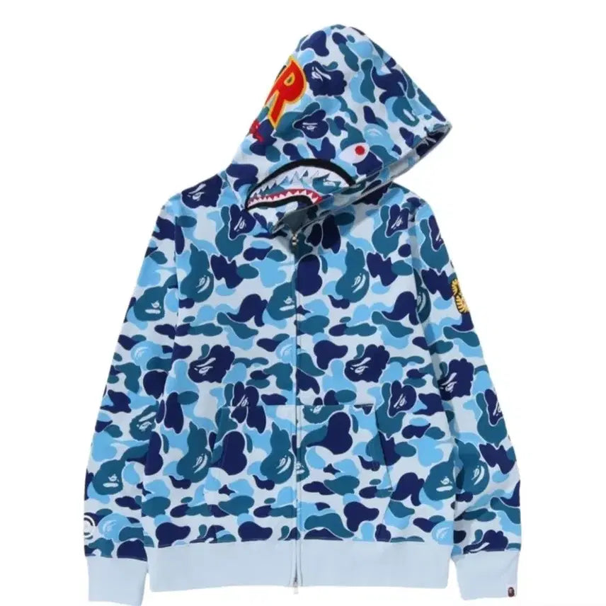 [BUNJANG] BAPE PONR ABC Camo Shark Hoodie Blue M / M(2~3회 실착)베이프 PONR ABC 카모 샤크 후드집업 블루