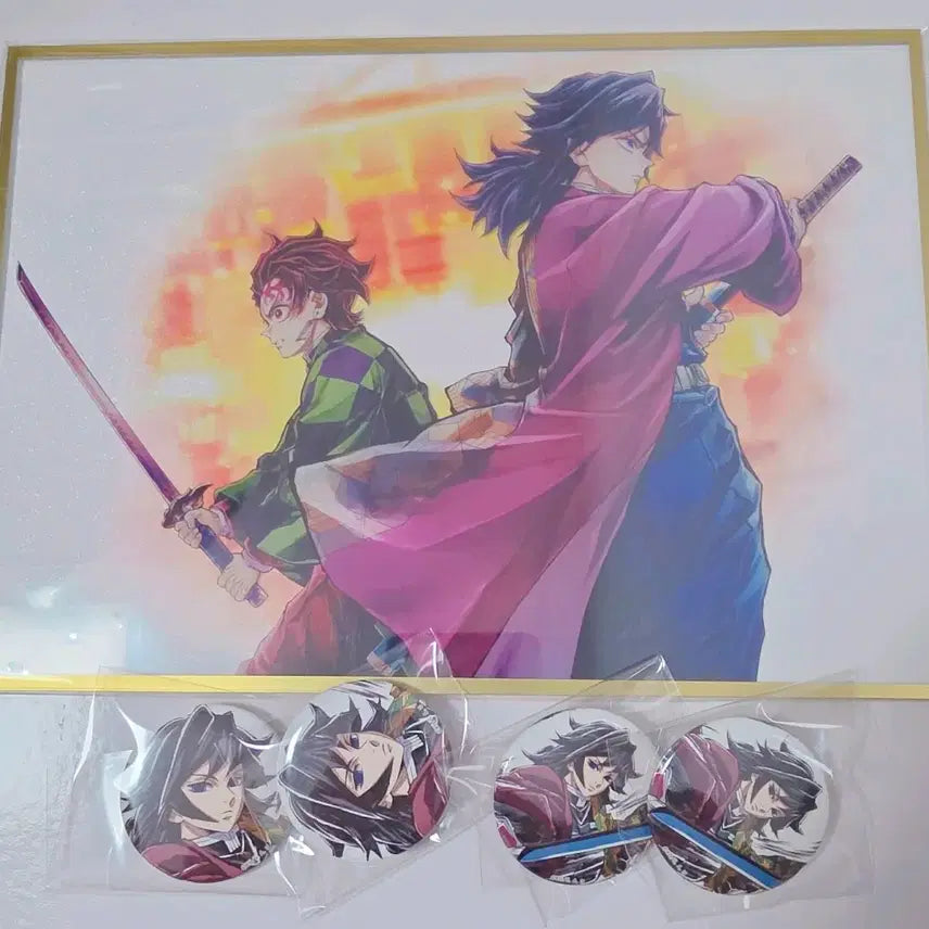 [BUNJANG] Demon Slayer Kimetsu no Yaiba Web Lottery Tomioka Giyu Tanjiro Acrylic Stand & Mini Can Badge Bundle Set / (일괄) 귀멸의 칼날 귀칼 웹쿠지 토미오카 기유 탄지로 아크릴 캔뱃지