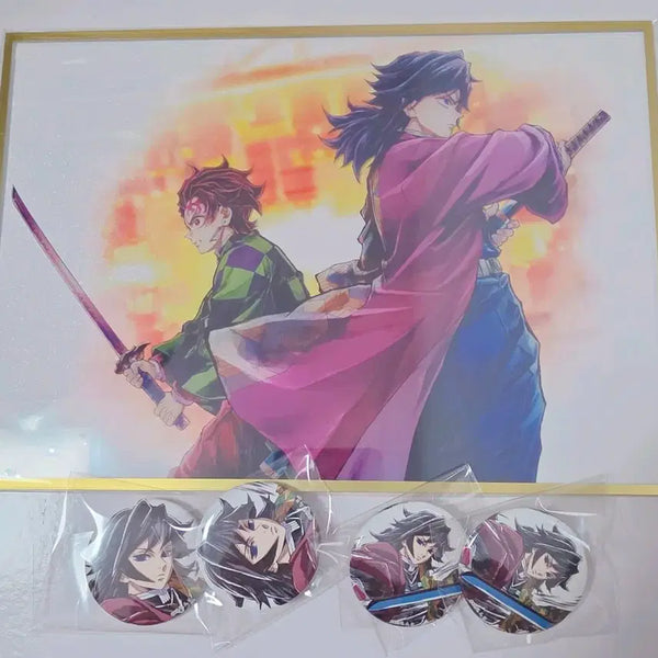 [BUNJANG] Demon Slayer Kimetsu no Yaiba Web Lottery Tomioka Giyu Tanjiro Acrylic Stand & Mini Can Badge Bundle Set / (일괄) 귀멸의 칼날 귀칼 웹쿠지 토미오카 기유 탄지로 아크릴 캔뱃지
