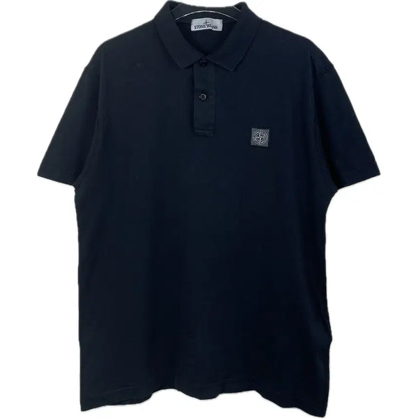 [BUNJANG] Stone Island Logo Patch Short Sleeve Polo Shirt - Black, XL / [XL] 스톤아일랜드 로고 패치 카라 반팔 티셔츠 폴로 셔츠