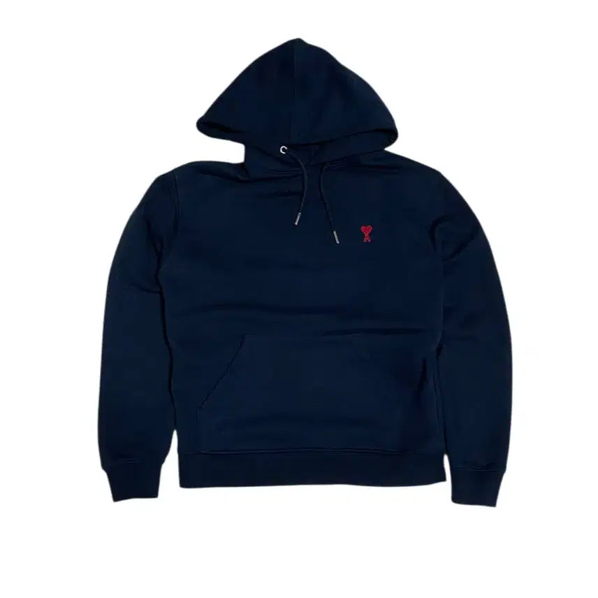 [BUNJANG] AMI Small Heart Logo Hoodie Navy L / 아미 스몰 하트 로고 네이비 후드티 L