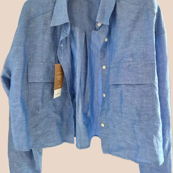 [BUNJANG] TOPTEN Linen Two-Pocket Crop Shirt / 탑텐 리넨 투포켓 크롭셔츠 여성의류 급처