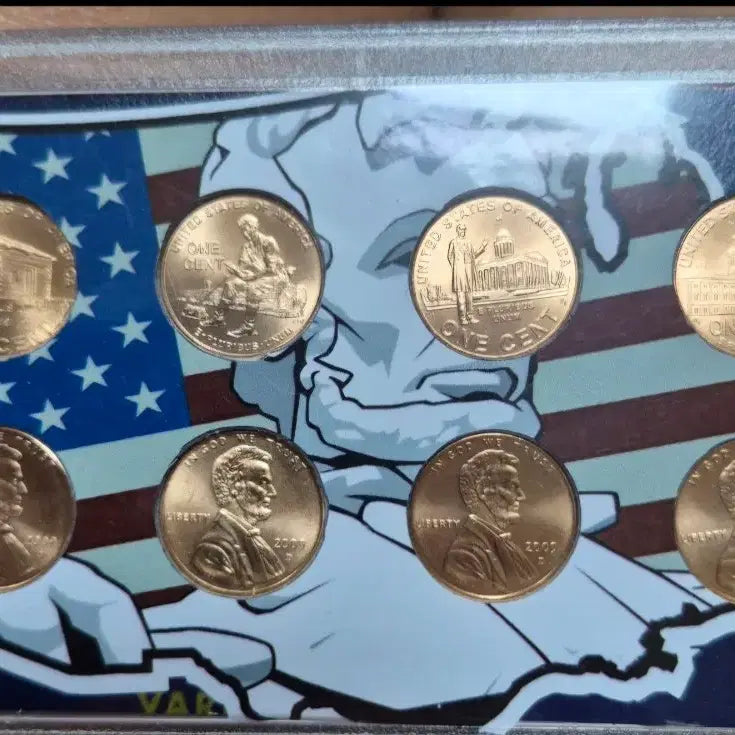 [BUNJANG] 2009 US Lincoln Memorial Copper Penny 3.11g P&D Mint Set / 2009년미국 링컨 기념관  구리페니3,11그램P&D. 민트세트