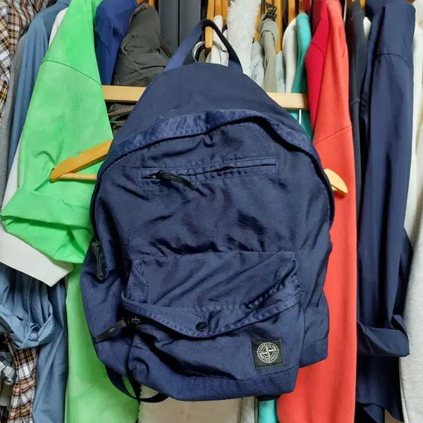 [BUNJANG] Stone Island Nylon Backpack Navy / 스톤아일랜드 나일론 백팩 네이비 큐알정품검수완료