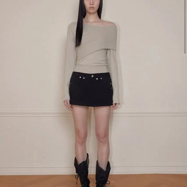[BUNJANG] Bohemian Seoul One Shoulder Knit Beige / 보헤미안서울 원숄더 니트 베이지