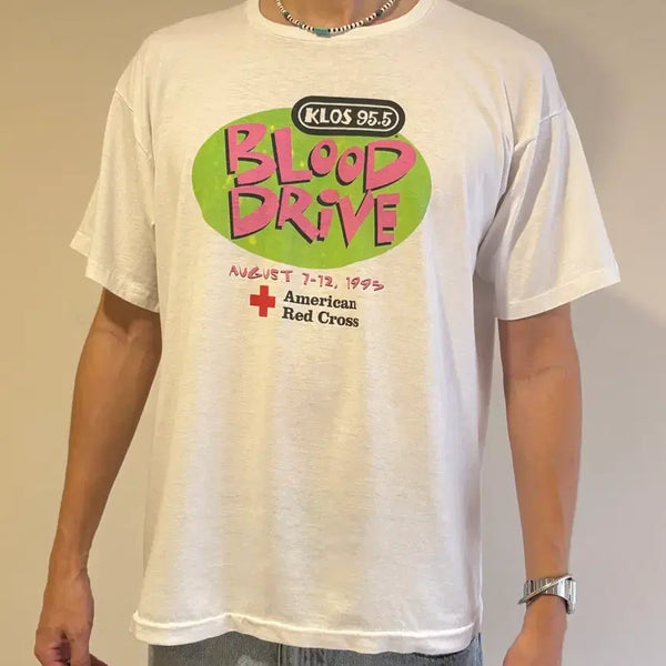 [BUNJANG] 1995 KLOS 95.5 Blood Drive T-Shirt - L (Made in USA) / 90s USA 빈티지 티셔츠 L