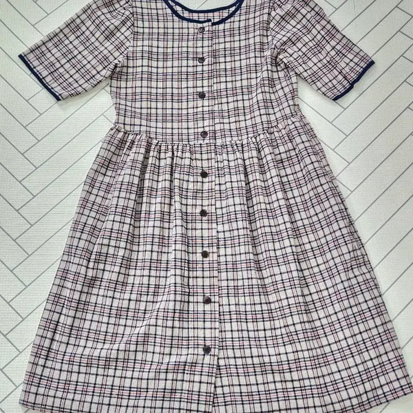 [BUNJANG] Women's Linen Blend Checkered Dress / 여자프리 린넨소재 너무 귀여운 체크원피스