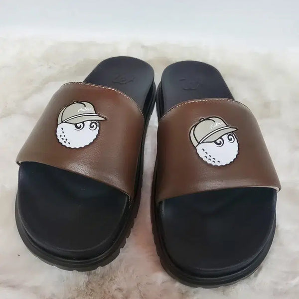 [BUNJANG] Malbon Golf Mule Slippers Brown Size 250 Unused / 말본 골프 뮬 슬리퍼 브라운 정품 250사이즈 미사용