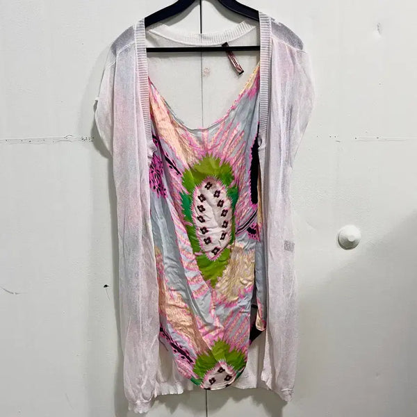 [BUNJANG] Roberto Cavalli Layered Short Sleeve T-Shirt with Cardigan Detail / 로베르토카발리 일체형 가디건 레이어드 반팔 매장판 42