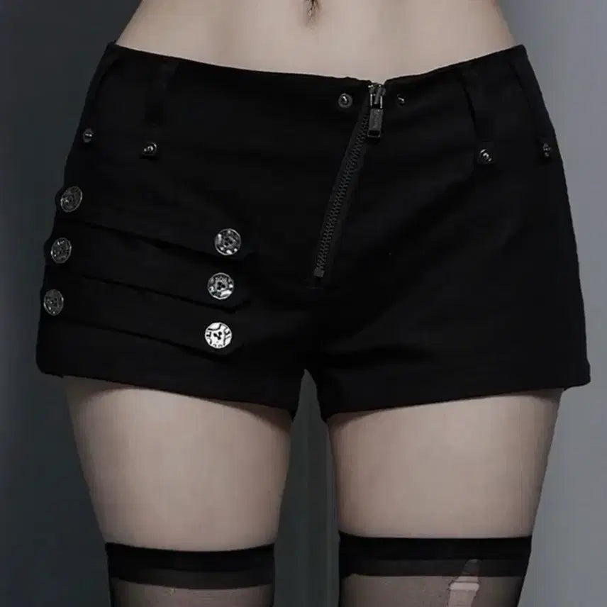 [BUNJANG] Et O Et Ome Napoleon Diagonal Zipper Short Pants Black Size 2 / 에트오소메 나폴레옹 다이애그널 지퍼 숏 팬츠 블랙 2사이즈