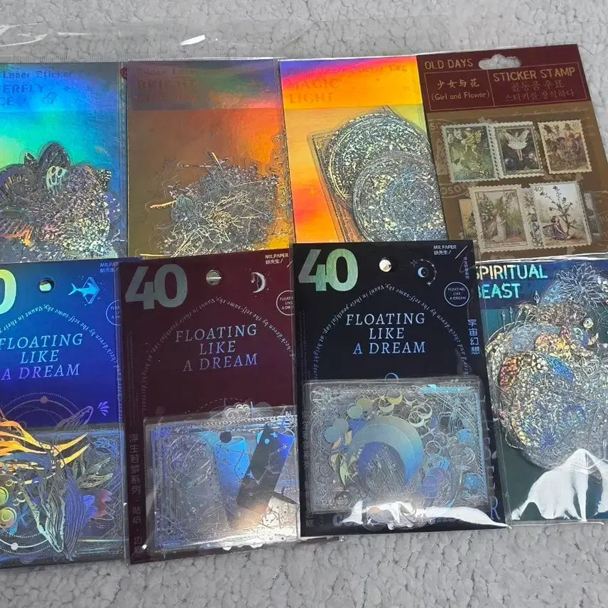 [BUNJANG] Vintage Die-Cut Stickers with Glitter (350+ pcs) / 다이어리 꾸미기) 빈티지 다꾸템, 반짝이 다이컷