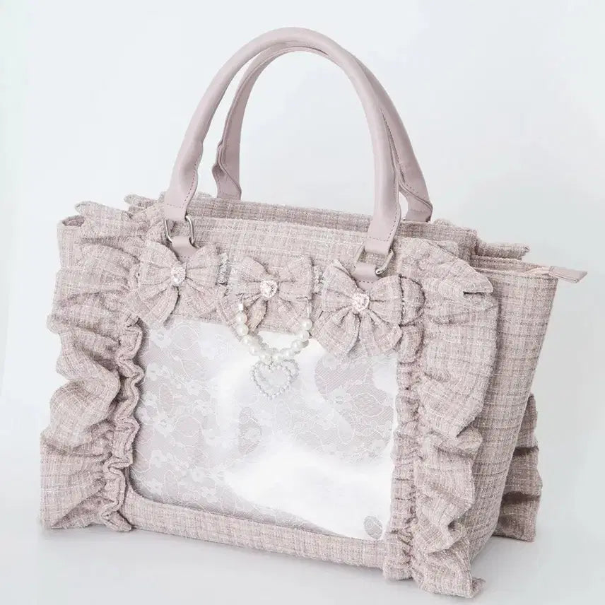 [BUNJANG] Ankruz Tweed Ita Bag Small Pink / 앙크루즈 트위드 이타백 스몰 핑크