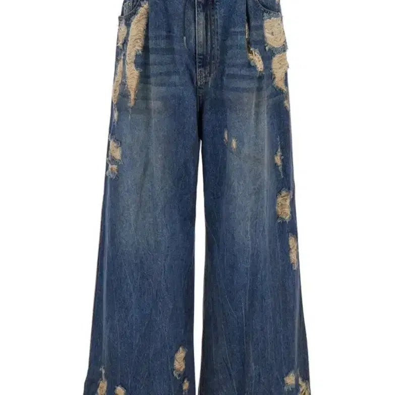 [BUNJANG] Juun.J Distressed Wide Leg Jeans Size 50 / 준지 디스트레스드 와이드 레그 진 50