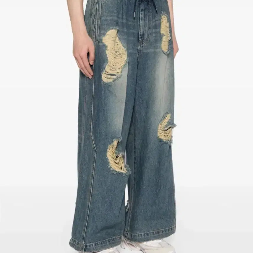 [BUNJANG] Juun.J Distressed Wide Denim Jeans Size 52 / 준지 디스트레스드 와이드 청바지 52