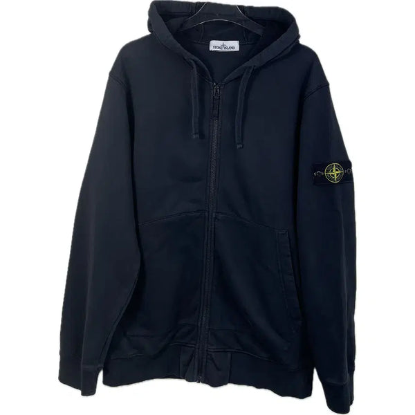 [BUNJANG] Stone Island Logo Patch Zip-Up Hoodie Black XXL / [XXL] 스톤 아일랜드 와펜 후드 집업 블랙