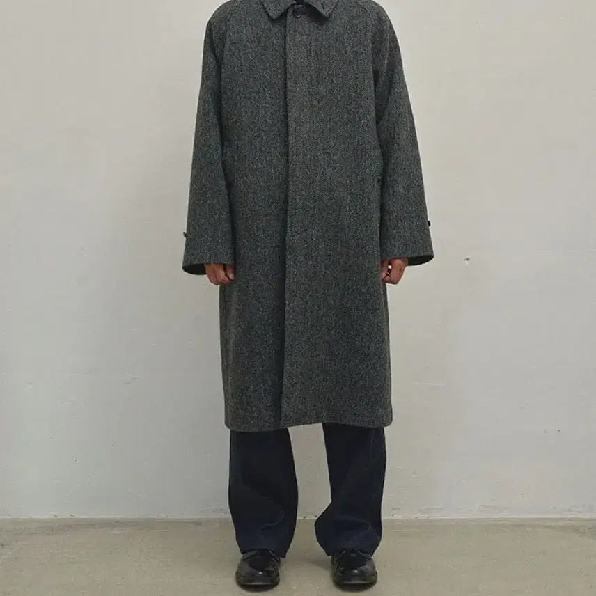 [BUNJANG] SEW Harris Tweed Balmacan Coat Dark Grey / [SEW] 해리스 트위드 발마칸 코트 다크 그레이