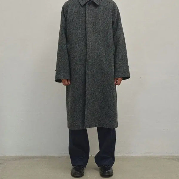 [BUNJANG] SEW Harris Tweed Balmacan Coat Dark Grey / [SEW] 해리스 트위드 발마칸 코트 다크 그레이