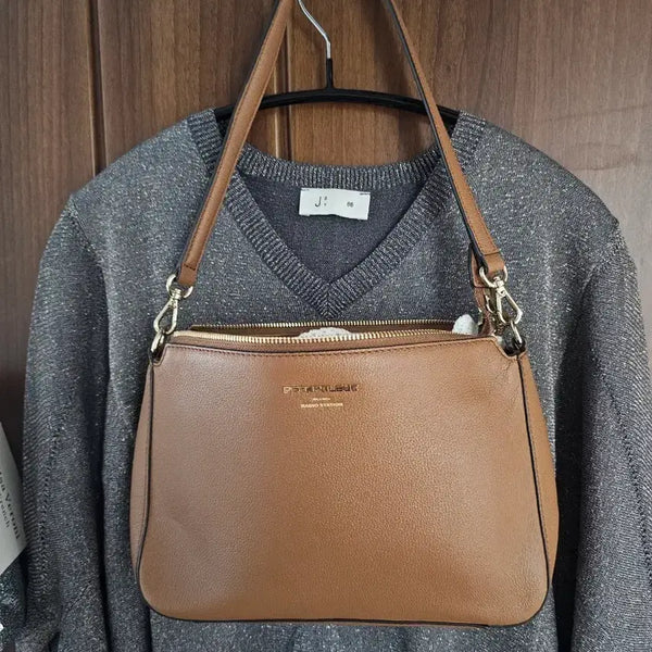 [BUNJANG] Beanpole Brown Leather Shoulder Bag / 빈폴 숄더백 브라운