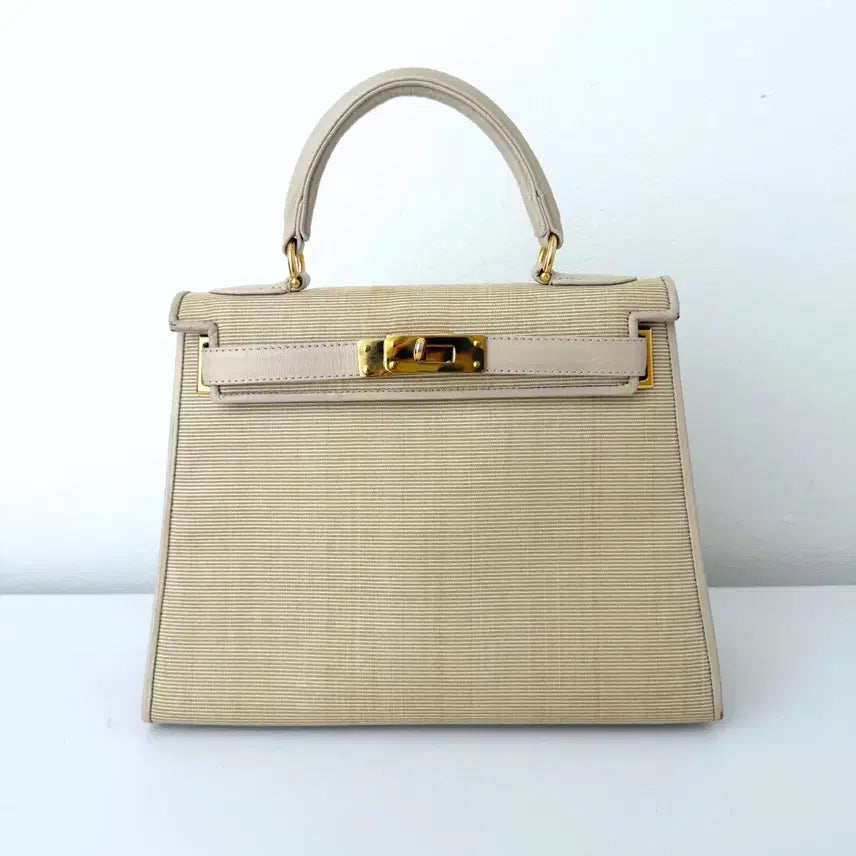 [BUNJANG] Vintage Fabric Mix Kelly Tote Bag (Crossbody Strap) / 빈티지 패브릭 믹스 가방 켈리 토트백 (크로스 스트랩)