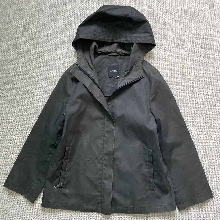[BUNJANG] Max Mara Charcoal Hooded Cotton Zip-Up Jacket / Maxmara 막스마라 차콜 후드 코튼 집업 자켓