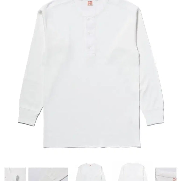 [BUNJANG] The Real McCoy's Long Sleeve Henley T-Shirt White / 더 리얼 맥코이 긴팔 티셔츠 화이트