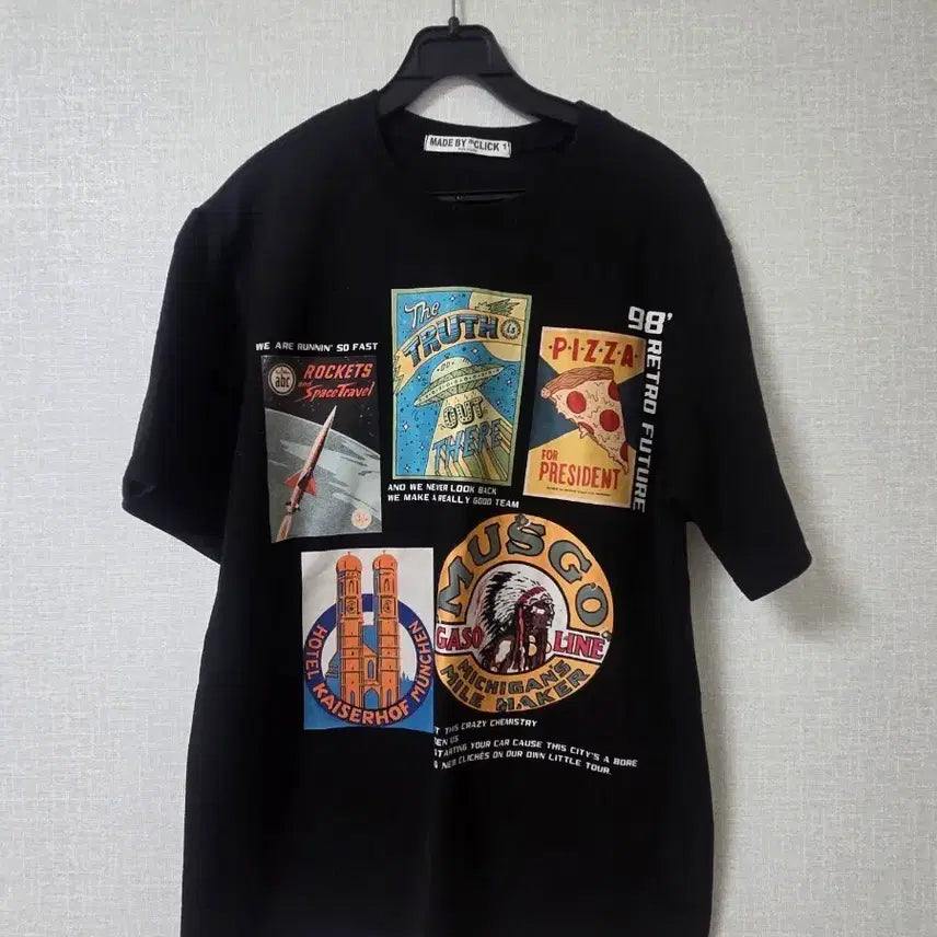 [BUNJANG] Black Graphic T-Shirt (Men's Size 100) / 블랙 그래픽 반팔 티셔츠 남성100