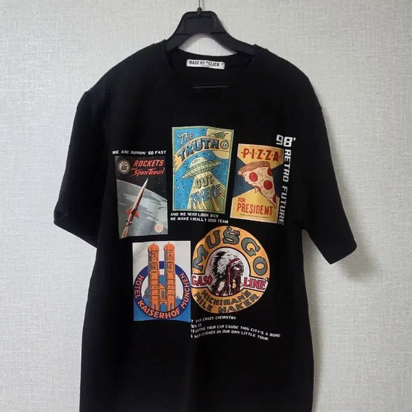 [BUNJANG] Black Graphic T-Shirt (Men's Size 100) / 블랙 그래픽 반팔 티셔츠 남성100