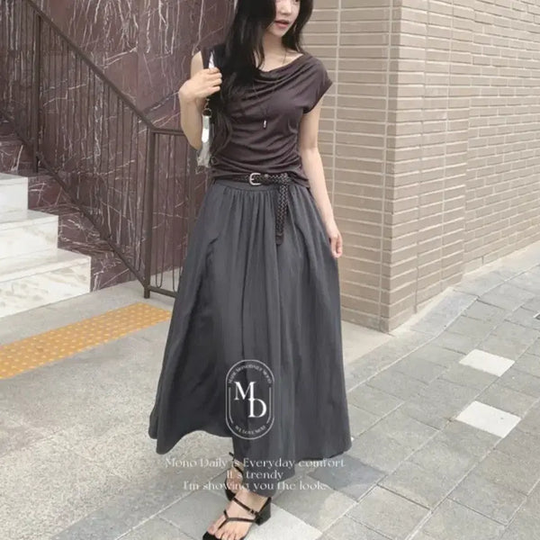 [BUNJANG] Mono Daily Boren Flare Skirt Belt Set / (새상품) 모노데일리 보렌 플레어 스커트 벨트 세트 free