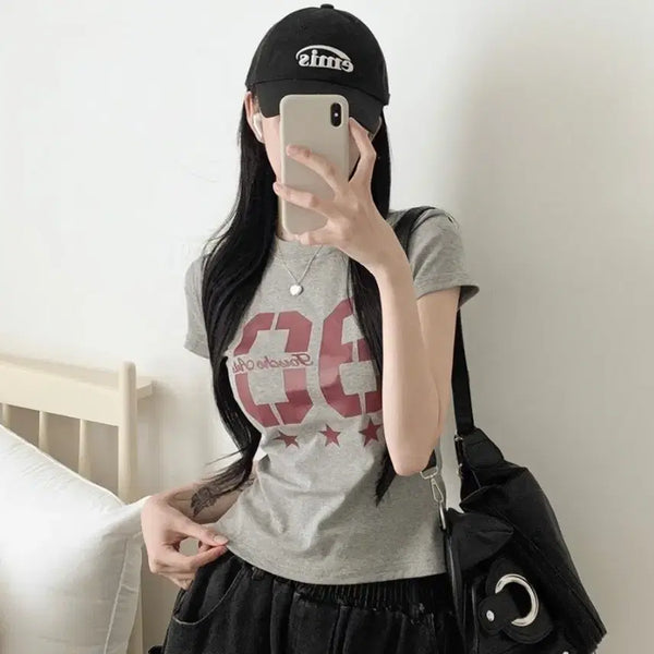 [BUNJANG] Vintage 90s Number Print Crop T-Shirt / [새상품] 90 빈티지 크롭 반팔티