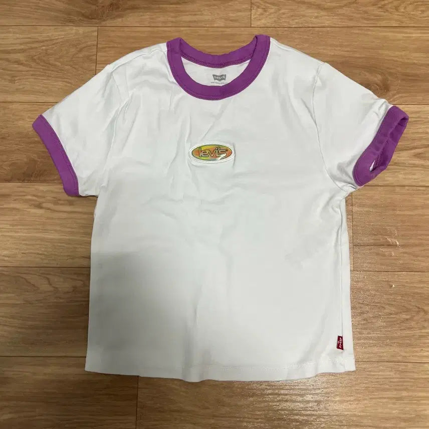 [BUNJANG] Levi's White Purple Color Block Short Sleeve T-Shirt / 리바이스 반팔 티셔츠 화이트 퍼플