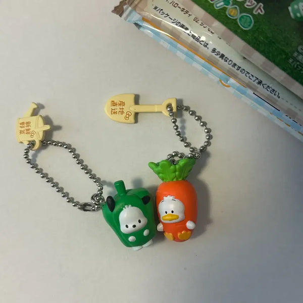 [BUNJANG] Sanrio Pochacco Vegetable Charm Keychain Bundle Set / 산리오 베지터블 참 키링 포차코, 페클 2종 일괄