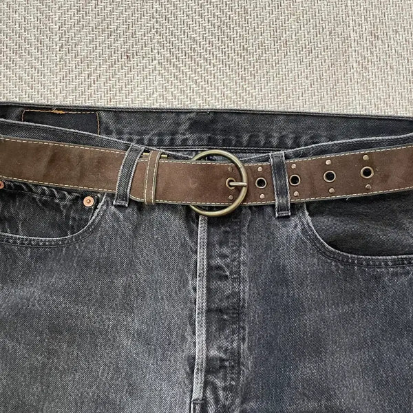 [BUNJANG] Vintage Suede Eyelet Ring Belt / 빈티지 스웨이드 아일렛 링 벨트