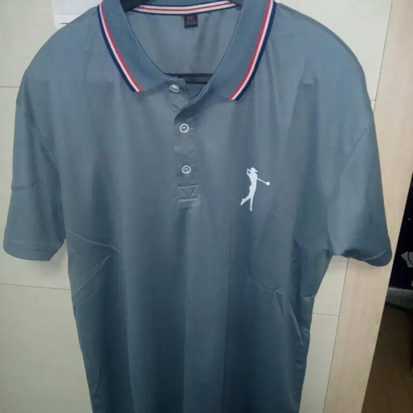 [BUNJANG] Men's Golf Wear Short-Sleeve Polo Shirt (Gray, Size L) - New / 골프웨어 남성 반팔 카라티 회색 L 새상품