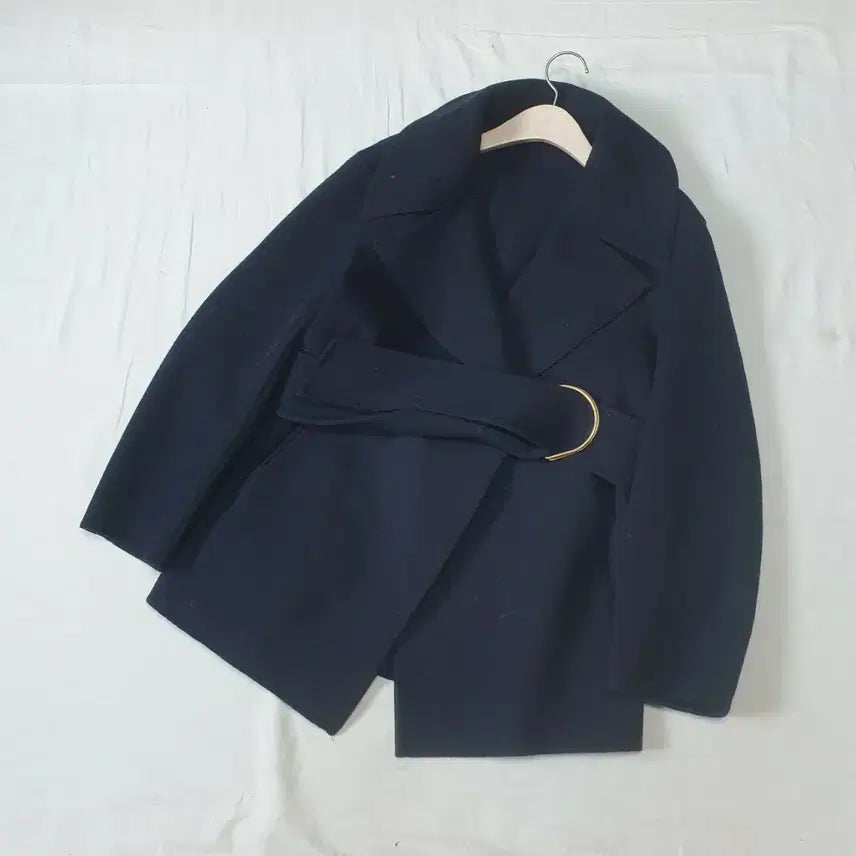 [BUNJANG] System Navy Wool Belted Coat / 시스템 네이비 울 벨티드 코트