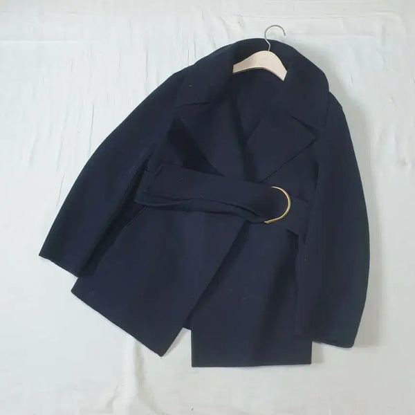 [BUNJANG] System Navy Wool Belted Coat / 시스템 네이비 울 벨티드 코트