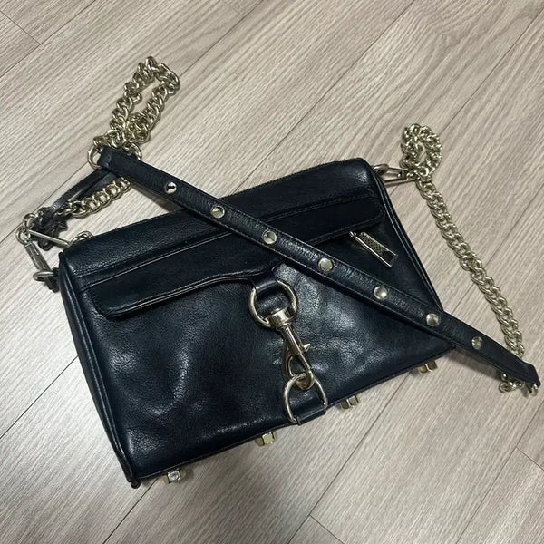 [BUNJANG] Rebecca Minkoff Black Leather Crossbody Bag / 레베카밍코프 블랙 가죽 크로스백